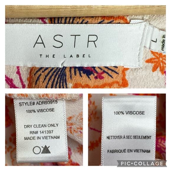 ASTR Floral Mini Dress Women L Hibiscus Lace Up Tropical Cottagecore Beachy Boho - Picture 6 of 8